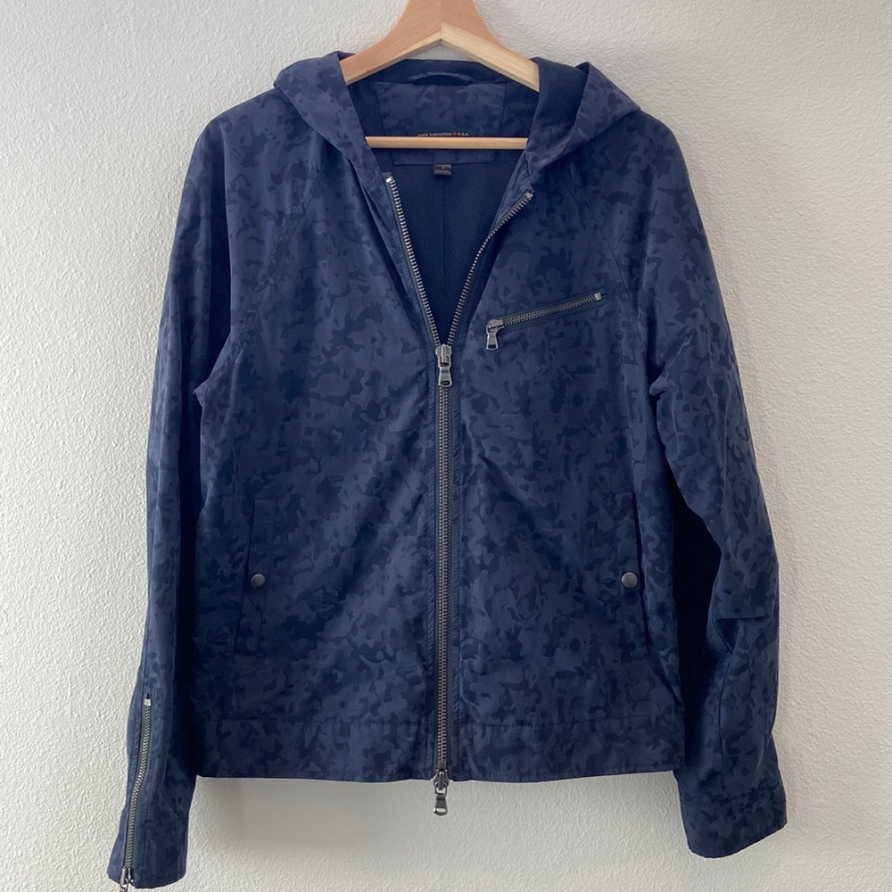John Varvatos Star USA Indigo Hooded Camo Jacket
